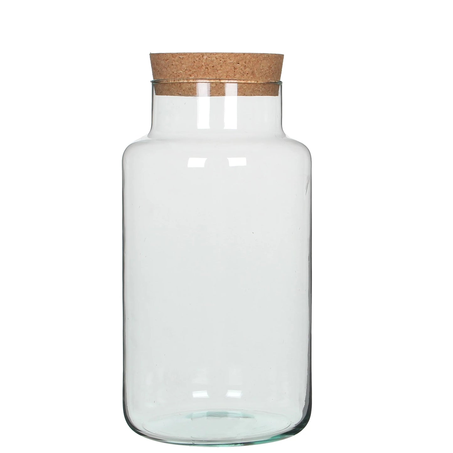 אגרטל חבית מזכוכית ממוחזרת עם פקק שעם לטרריום