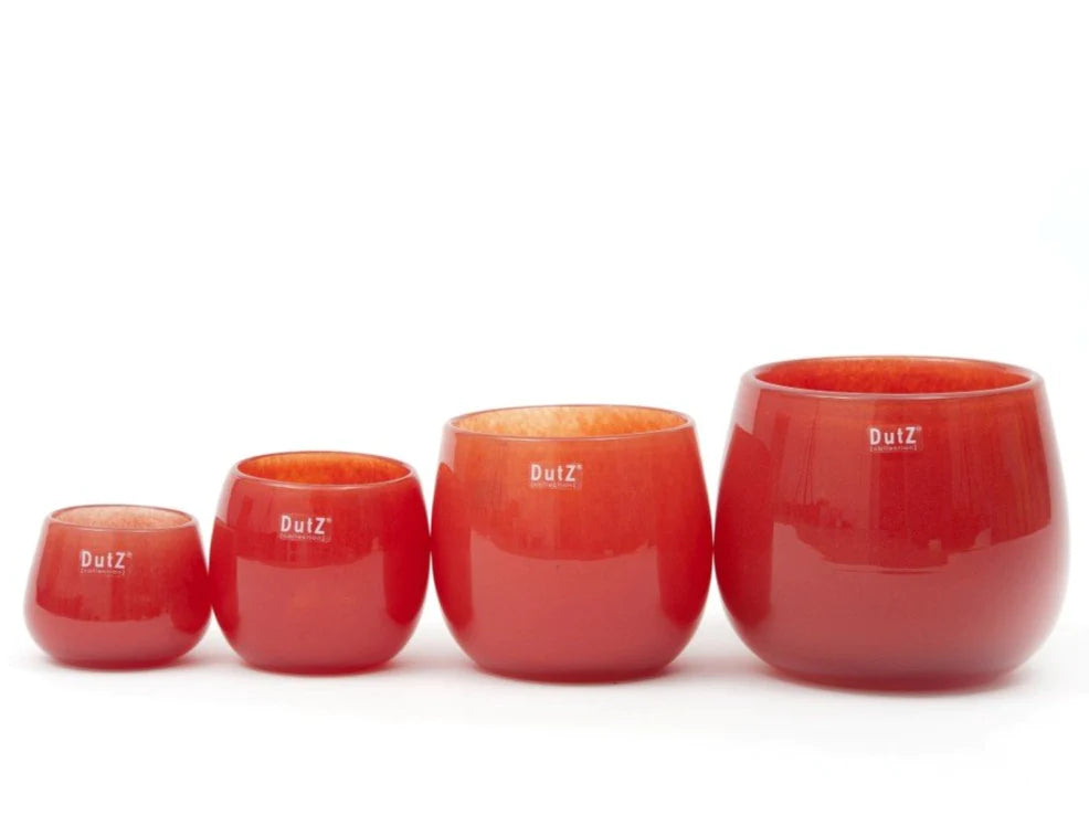 round glass vase red