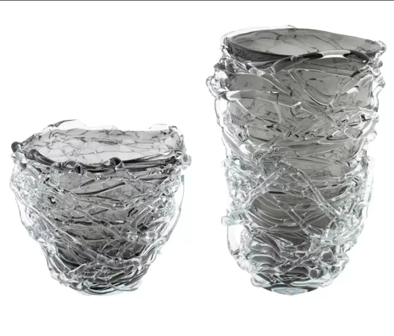 אגרטל "קן ציפור" אפור מעושן