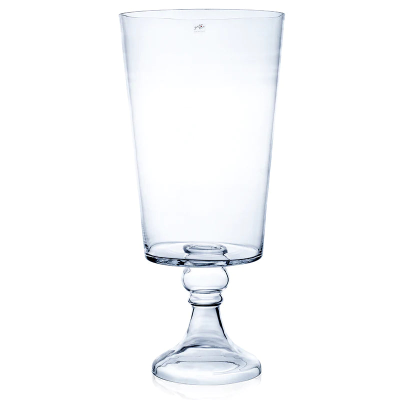 אגרטל זכוכית קוני עבה גדול על רגל שקוף בגובה 43ס"מ 53ס"מ 66ס"מ 88 ס"מ - Decor 2 Home