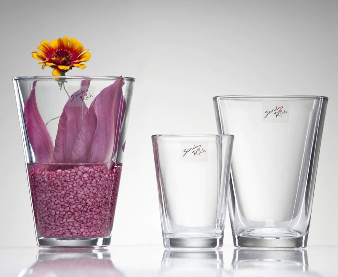 אגרטל זכוכית קוני שקוף עבה בגבהים 17 15 ו-11 ס"מ - Decor 2 Home