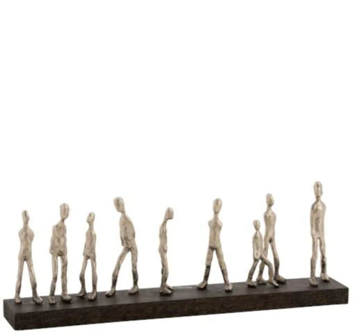 wood strip with 10 figures 65 cm silver