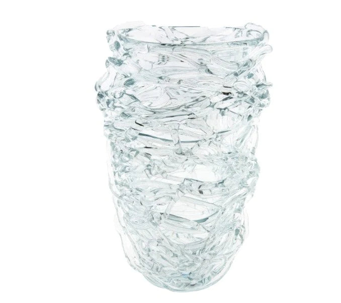 אגרטל "קן ציפור" מזכוכית שקופה לפרחים