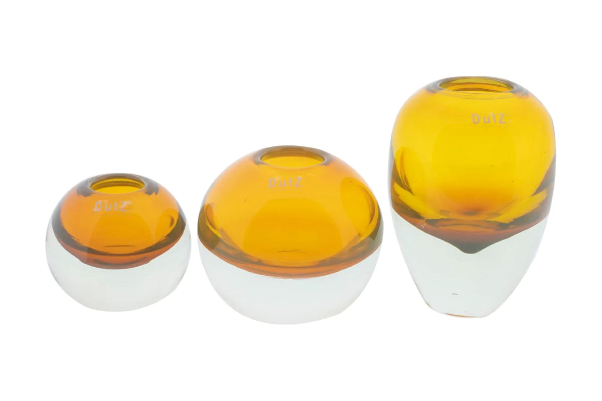 אגרטל כדור זכוכית עבה בצבע אמבר