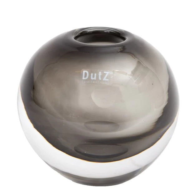 אגרטל כדור זכוכית עבה בצבע אפור מעושן