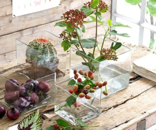 קובייה מזכוכית שקופה עבה מרובעת - Decor 2 Home
