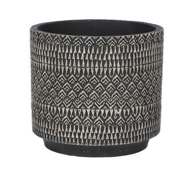 ceramic pot black and white print 