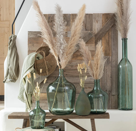 אגרטל בקבוק זכוכית ירוק ענק לריצפה