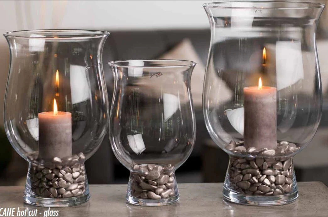 אגרטל הוריקן על רגל שקוף  25 ס"מ 30 ס"מ ו-35 ס"מ - Decor 2 Home