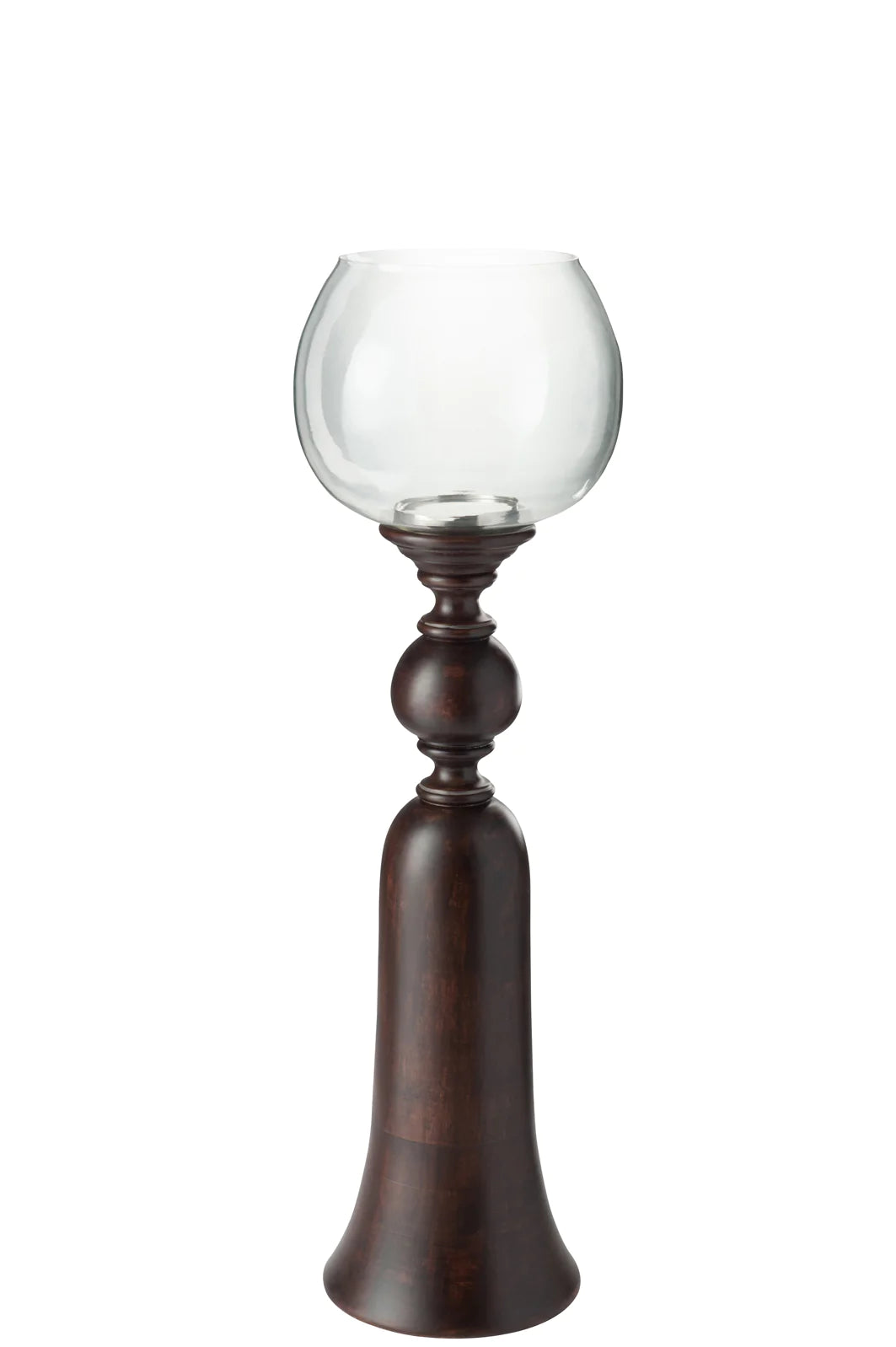 פמוט עץ וכדור זכוכית לפרחים או לנר 50 סמ ו 70 סמ - Decor 2 Home
