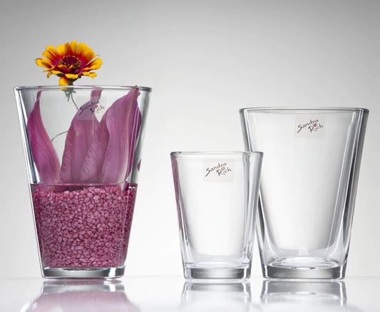 אגרטל זכוכית קוני שקוף עבה בגבהים 17 15 ו-11 ס"מ - Decor 2 Home