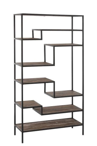 ספרייה מתכת מדפי עץ 101/185