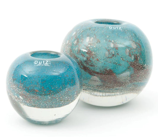 אגרטל כדור זכוכית ניפוח עבה וכבד מאוד טורקיז