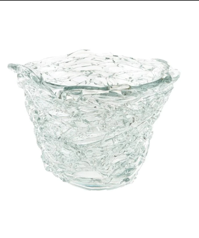 אגרטל "קן ציפור" מזכוכית שקופה לפרחים