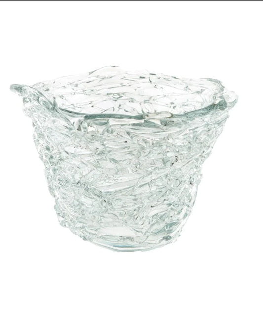 אגרטל "קן ציפור" מזכוכית שקופה לפרחים