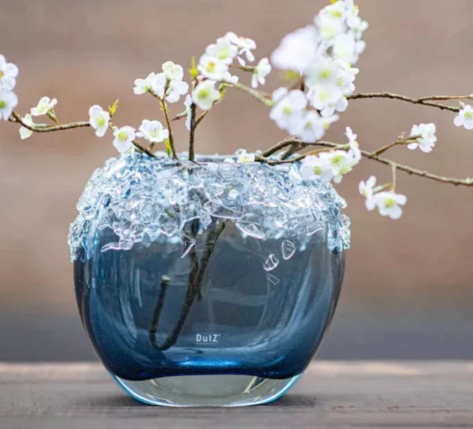 אגרטל דוץ "באמפי" אובאלי כחול עם שברי זכוכית