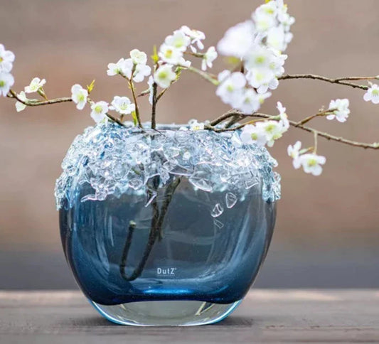 אגרטל דוץ "באמפי" אובאלי כחול עם שברי זכוכית