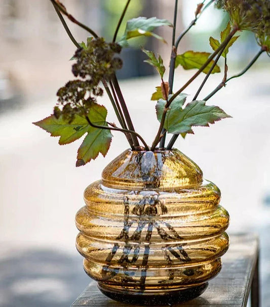 אגרטל "כוורת" בצבע דבש