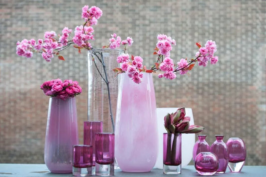 אגרטל מעוגל אליפסי ורוד