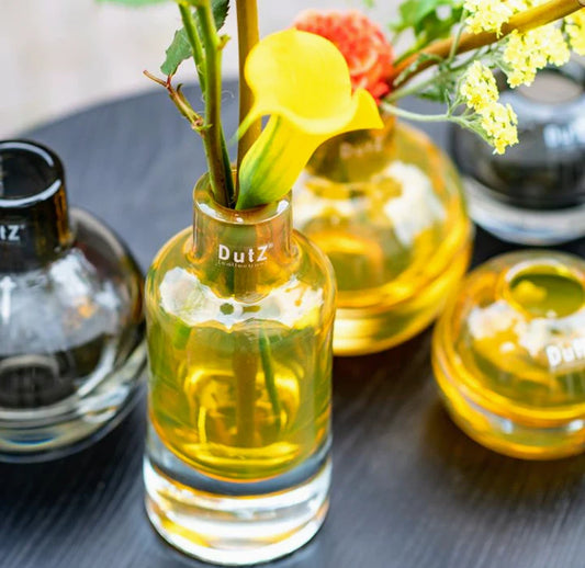 אגרטל בקבוק עבה מאוד  18 סמ צהוב של דוץ זכוכית מורנו סטייל