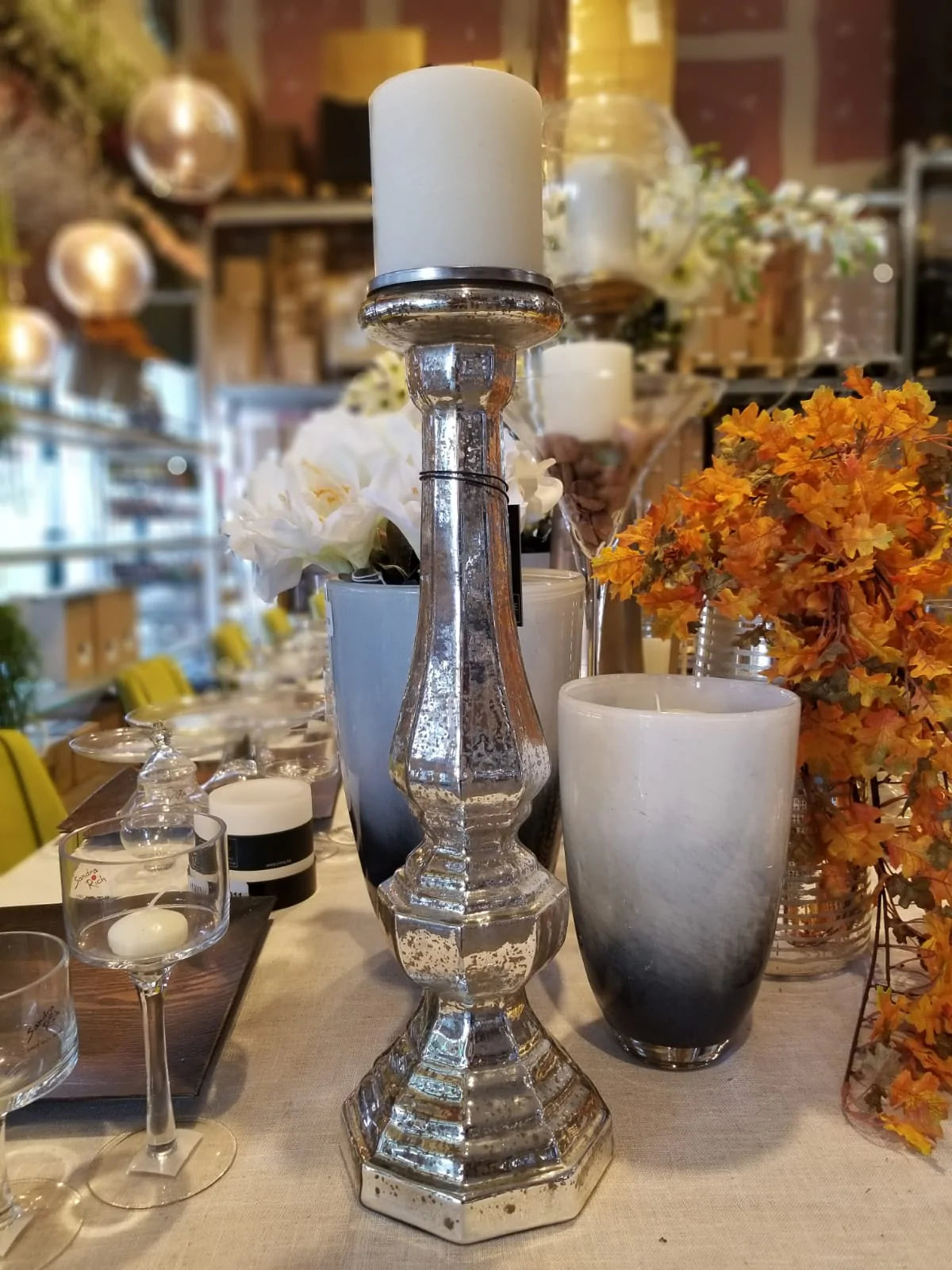 פמוט זכוכית כסוף 50 ס"מ - Decor 2 Home